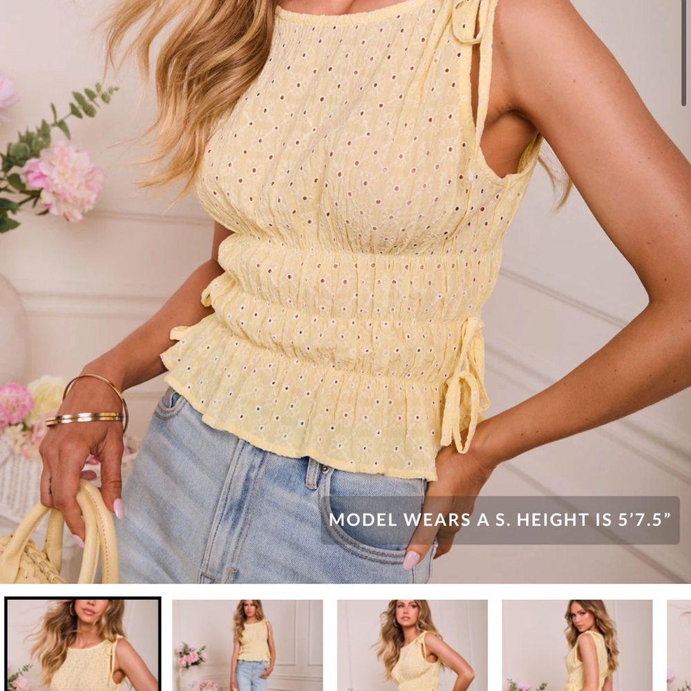 VICI Yellow Eyelet Sleeveless Top